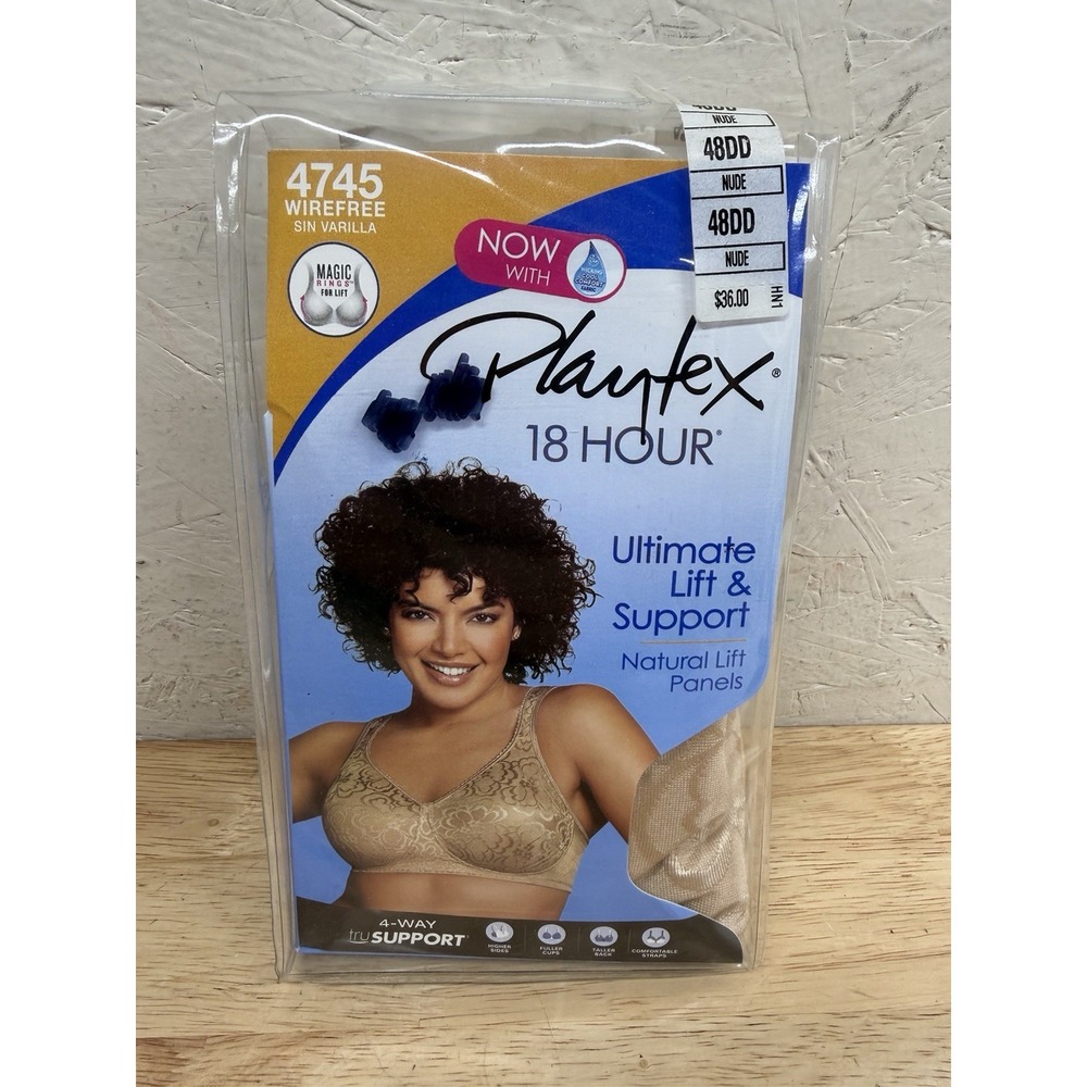 Playtex 18 Hour Bra Wirefree Ultimate Lift True Support Womens 4745 Nude 48DD